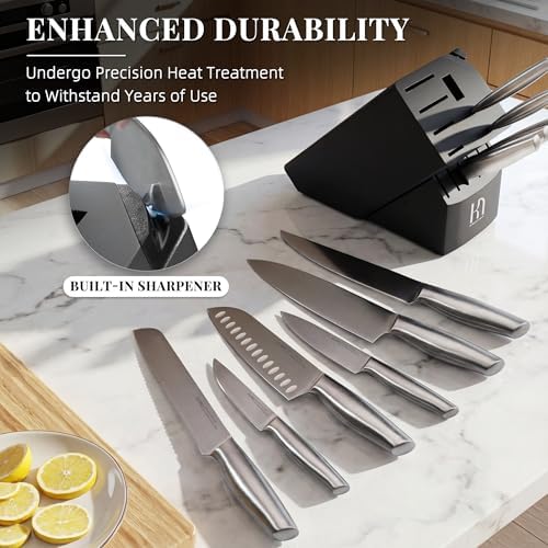 KnifeSaga 14 Pcs Knife Block Set, Premium, Razor Sharp, Japanese Steel