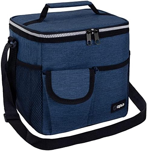 opux Insulated Lunch Box Adult, 18 Can Leakproof Cooler Bag Kid, Navy