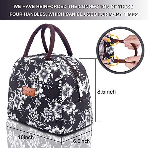 BALORAY Lunch Bag for Women Men Adult Lunch Box (White Flower), M