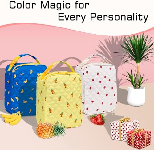 TuErCao Lunch Box Kids for School, Lightweight Small Lunch Bag for Boys Girls for School, Office, Picnic, Compact Reusable Clip LunchBox Fits Bento Boxes, Snack and Foods, Pineapple