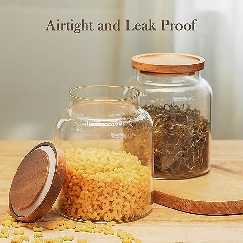 Labina Glass Jar with Wood Lid, Airtight Kitchen Storage Canister