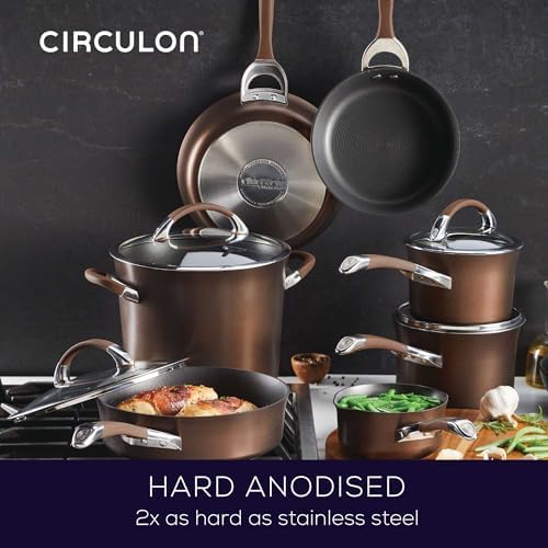 Circulon Symmetry Non Stick Pots and Pans Set, 11-Piece, Chocolate
