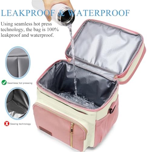 MIYCOO Lunch Bag for Women & Men, Expandable Double Deck Lunch Box, 15L