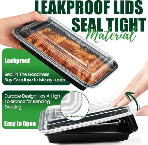 Glotoch Express Meal Prep Containers with Lids 16oz 50 Pack Leakproof