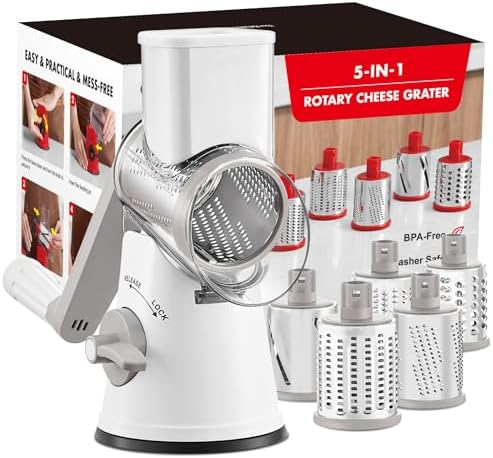 GDL Cheese Grater Hand Crank, Rotary Cheese shredder, Vegetable Slicer