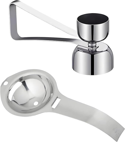 2-in-1 Egg Cracker Topper & Egg White Separator Set - Easy Open Raw Egg Shell with Elastic Ball, Yolk Separator Spoon for Baking, Cooking, and Craft (Kitchen Gadgets)