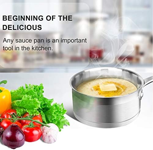 Duxtop Professional Stainless Steel Sauce Pan with Lid, Kitchen Cookware, Induction Pot with Impact-bonded Base Technology, 1.6 Quart (Pack of 4)