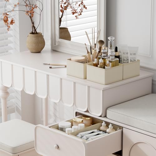 DIMJ Drawer Organizer Clothes, 20 Pack Dresser Organizer, Foldable Closet Organizers and Storage, Fabric Dresser Bins, Drawer Dividers for Nursery, Baby Clothes, Underwears, Sock (Beige)