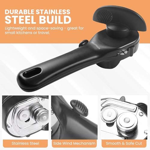 Bellemain- Safe Cut Stainless Steel Ergonomic Can Opener, Manual, Smooth Edge Perfect For Home Chefs and Restauraunts (Pack of 2)