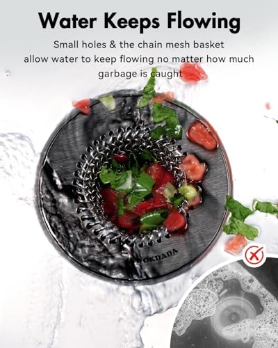 Reversible Kitchen Sink Drain Strainer, Anti-Clog Flat Edge, Black