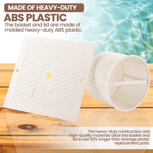 (Combo Pack) Exact Replacements Hayward SPX1082CA Skimmer Basket and Hayward SPX1082E Skimmer Cover (White) - Skimmer Basket Assembly and Square Lid for SP1O82, SP1083, SP1084, SP1085, and SP1086