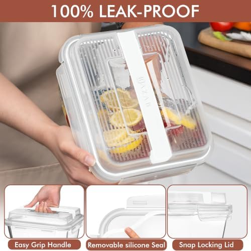 Razab 17 Cups / 132 Oz / 3900ml Large Glass Food Storage Containers with Lids - Leakproof, BPA-Free Large Meal Prep Container Ideal for Roasting Turkey, Store Leftover - Microwave & Oven Safe
