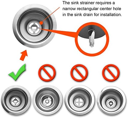 2 Pack - Kitchen Sink Strainer and Stopper Combo Basket Replacement for Standard 3-1/2 inch Drain, Stainless Steel Basket with Plastic Knob, Rubber Stopper Bottom - Hilltop Products