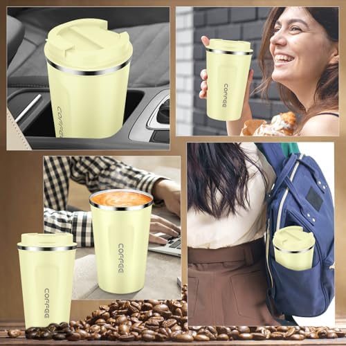 CS COSDDI 12 oz Coffee mug - Stainless Steel Coffee Cup with Leakproof Lid