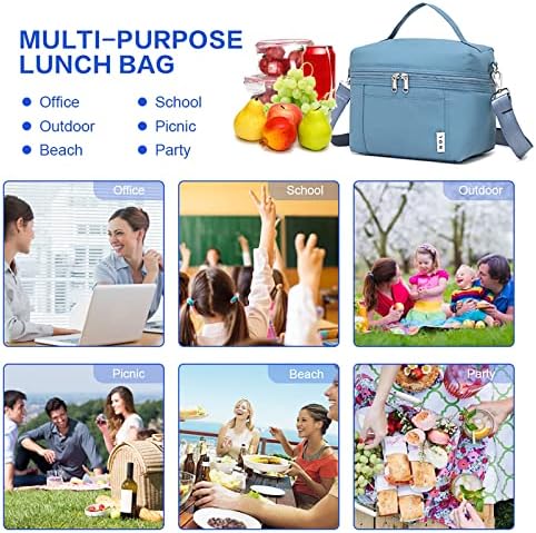 NOL 8L Insulated Lunch Bags for Women Cooler Bag Lightweight Nylon Waterproof Lunch Box For Work(Medium(normal), Dusty blue