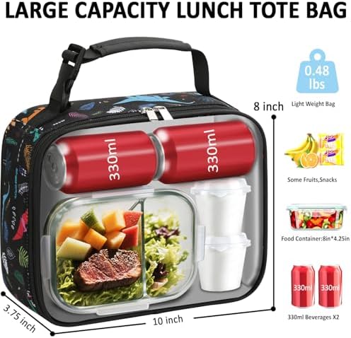 Tenot Lunch Box Kids Insulated Lunch Tote Bag Dinosaur