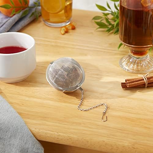 RSVP International Endurance Collection Mesh Loose Leaf Tea Strainer/Infuser Ball, 18/8 Stainless Steel and Dishwasher Safe, 2.62" Diameter