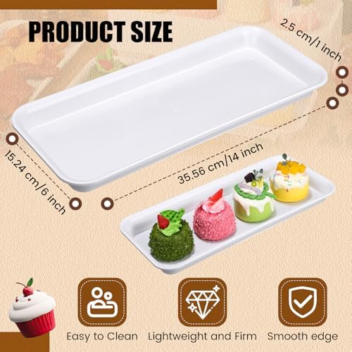 Ziliny 20 Pack Plastic Serving Trays for Party, Reusable Platters, White
