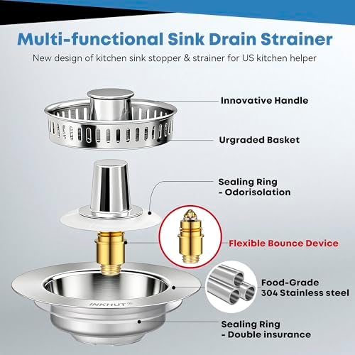 Upgraded 3 in 1 Kitchen Sink Drain Strainer (Mirror Silver)