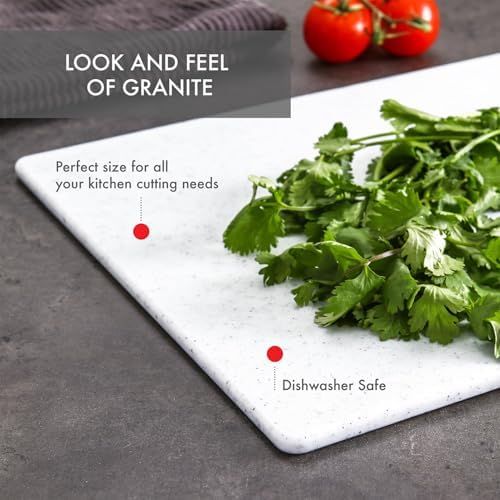 Dexas Superboard Cutting Board with Handle and Non-Slip Feet, 11 by 14.5 inches, Light Granite Color with Black Non-Slip Corners