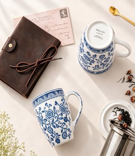 AmorArc Tea Cup With Infuser and Lid, 18oz Loose Leaf Tea Mug With Steeper