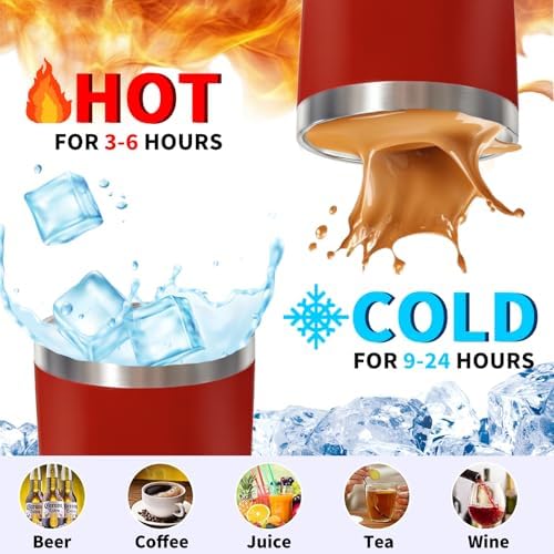 HAOLI 1 Pack 20oz Stainless Steel Tumbler with Lid/Red