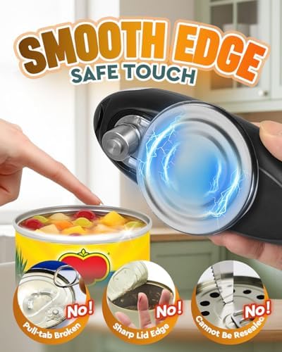 Zoomsnail Electric Can Opener, Automatic Rechargeable Can Openers with One-Touch Smooth Edge & Magnetic Lid - Hands-Free Easy-Grip Opener for Seniors with Arthritis and Most Cans