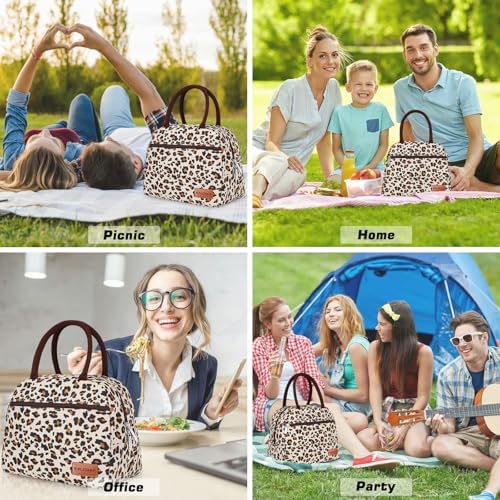 BALORAY Lunch Bag for Women Men Adult Lunch Box (Zipper Leopard), M