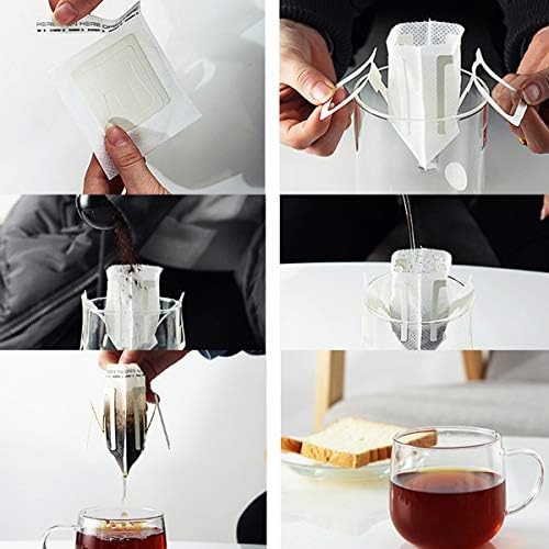100Pcs Portable Coffee Filter Paper Hanging Ear Drip Coffee Bag Single Serve Disposable Drip Coffee Filter Perfect for Travel, Camping, Home, Office