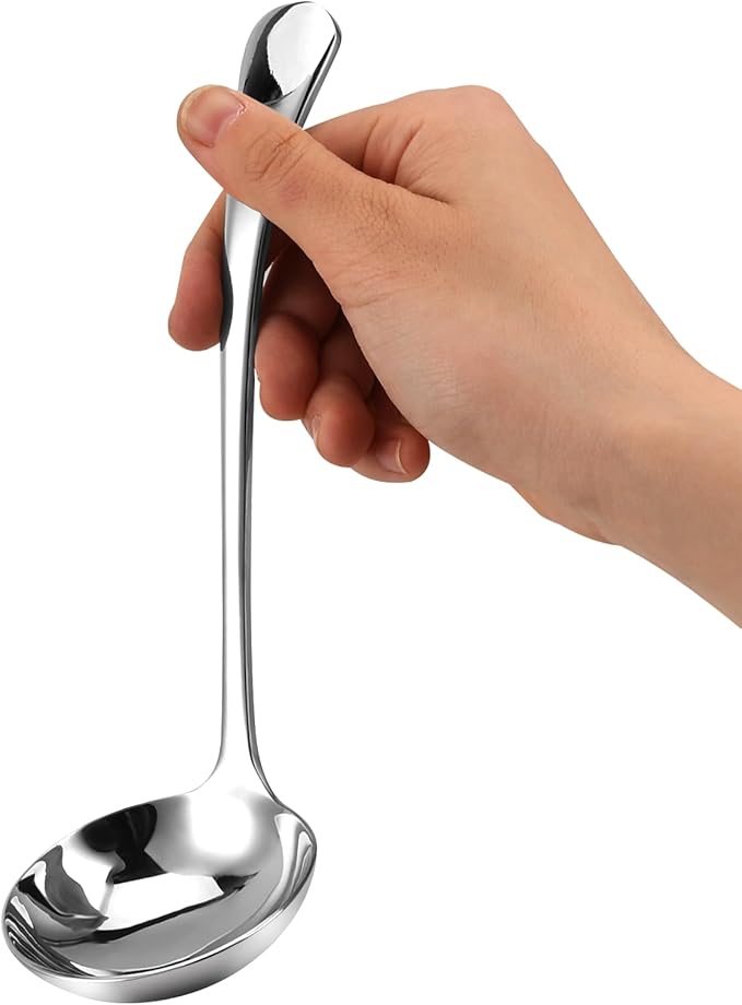 7.9'' 18/10 Stainless Steel Gravy Ladle Silver Small Ladle Sauce Soup Ladles Mirror Polished Kitchen Utensil for Spooning Gravy Sauce Soup