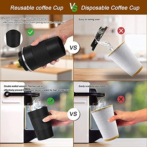 Insulated Travel Coffee Mug, Stainless Steel Coffee Cup with Leakproof Lid