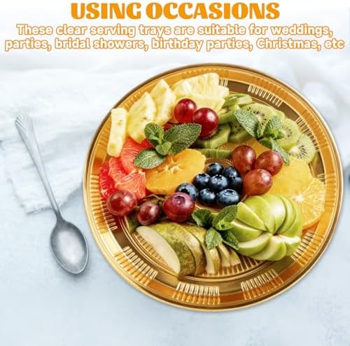 20 Pack 12 Inch Plastic Pie Containers with Lid, Disposable Pie Pans with Lids, Round Pie Platters Pizza Container, Plastic Serving Tray for Fruit Sandwich Party Takeout Food Picnic Supply