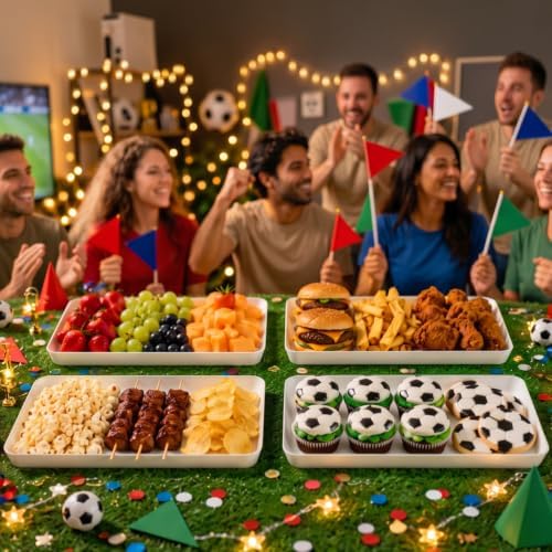 Lifewit 4 Pcs Serving Tray for Party, Reusable Plastic Food Serving Platter