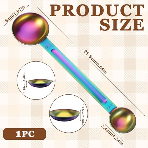 Double Sided Measuring Spoon Stainless Steel Coffee Scoop Teaspoon Measuring Spoon 1 Tsp (5ml) & 1 Tbsp (15ml) Dual-Measure Long-Handle Spoons Coffee Measurings Spoons (Colorful)