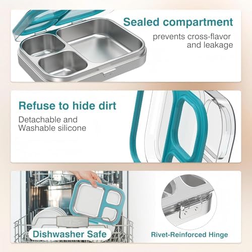 HOMEKOL Stainless Steel Bento Lunch Box, Blue, 3.3Cups