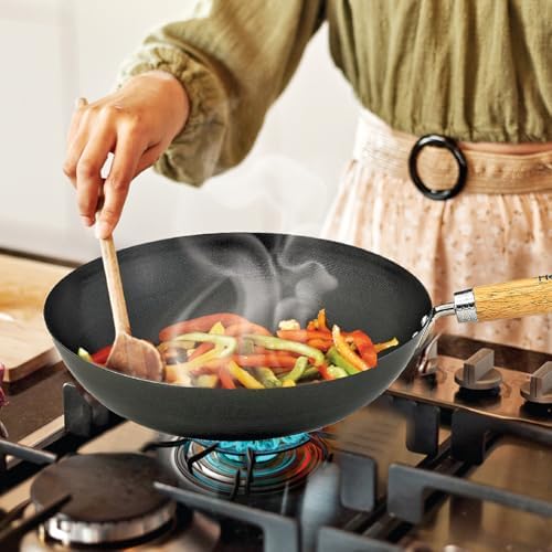 Helen's Asian Kitchen Xylan Non-Stick Wok, 12-Inch Flat Bottom Wok