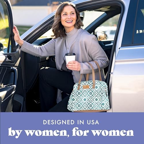 Fit & Fresh Insulated Leakproof & Stain-Resistant Large Lunch Box For Women With Expandable Bottle Pocket, Zipper Closure Laketown Lunch Bag Aqua (Pack of 2)