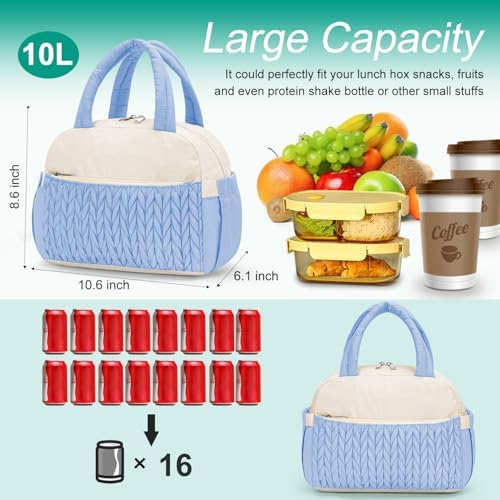 Coobiiya Lunch Box Lunch Bag for Women Men,Reusable Cute Lunch Pail bag,Leakproof,Insulated LunchBox Tote Compact 10L, Cooler Lunch Container for Work Travel Office