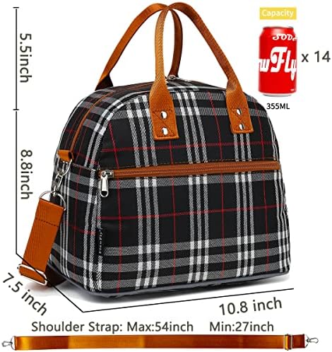 FlowFly Insulated Lunch Bag for Women & Men, Large Reusable Lunch Tote with Shoulder Strap & Handle, Freezable Cooler Bag for Work, Travel & Meal Prep,W&B (W&B)