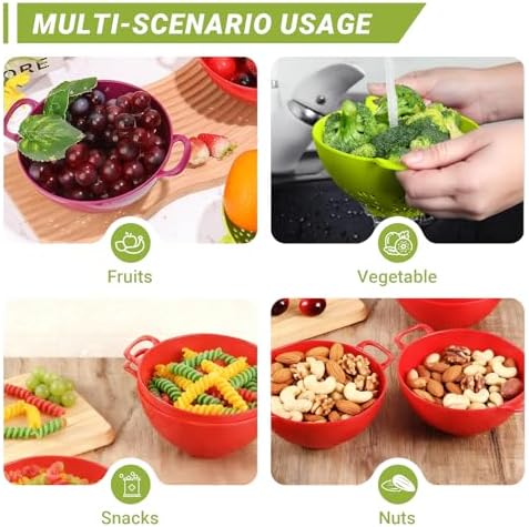 4pcs Small Colander Set, 7.5in Mini Colander, Plastic Food Strainer with Double Handles for Fruits, Vegetables, Pasta - Send Goods from Local Warehouse