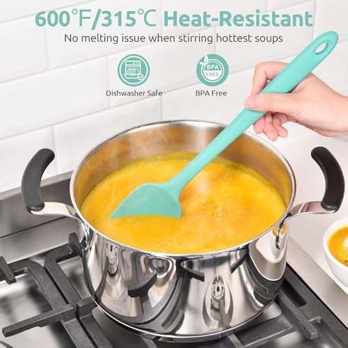 U-Taste 14" Long Silicone Spoonula, 600°F High Temp Spoon Spatula, Aqua Sky
