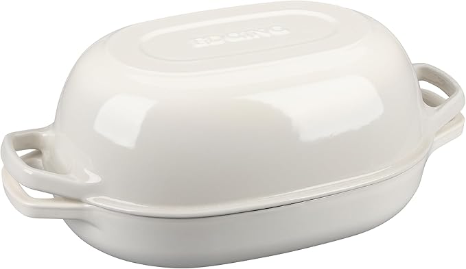 Enameled Cast Iron Oval Dutch Oven Pot with Lid, Dutch Oven for Sourdough Bread Baking, Bread Oven, Bread Dutch Oven, Oval Bread Pan, 7qt, White