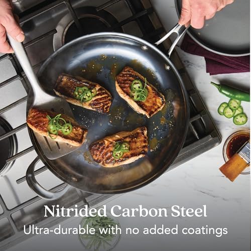 Anolon EverLast N2 Carbon Steel Frying Pan, 12-Inch, Black
