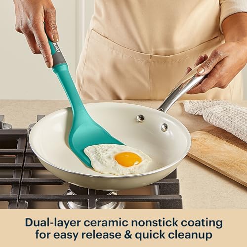Pyrex 2-Piece Ceramic Cookware Grill & Fry Pan Set, Stainless Steel Handles