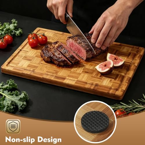 Bamboo Cutting Board Set of 3 Wooden Cutting Boards for Kitchen Wood