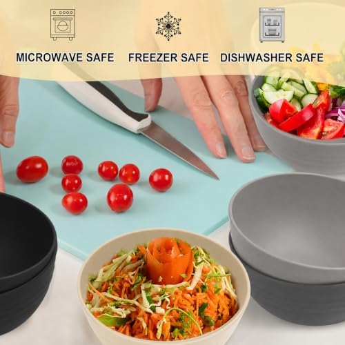Wrova Wheat Straw Bowls Set 8 PCS, 26 OZ Cereal Bowls Microwave Safe