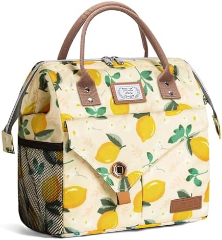 Lekesky Insulated Lunch Bag Portable Lunch Bag for Women-11L, Lemon