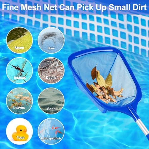 Hot Tub Skimmer Net with Ultra Fine Mesh, Handheld Spa Pool Net for Fine Debris & Leaves, Lightweight Safe-Edge Cleaner for Hot Tubs, Small Pools & Spas