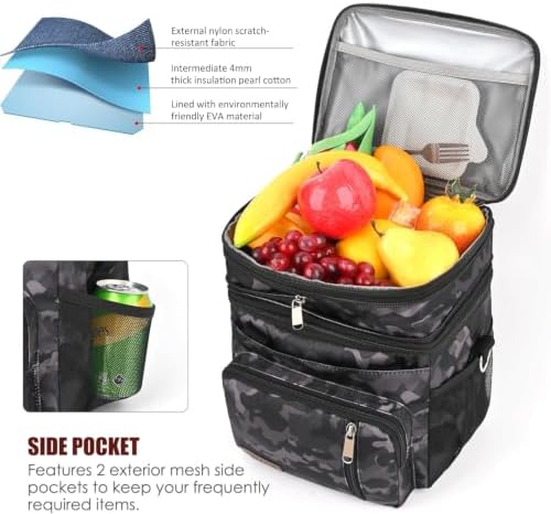 MIYCOO Lunch Bag for Men & Women, Expandable Double Deck Lunch Box, 15L