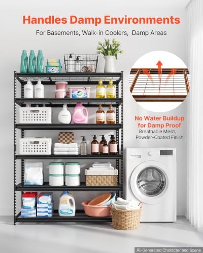 VEVOR Storage Shelves, 6-Tier 3600 lbs Garage Shelving 55 x 24 x 77 in